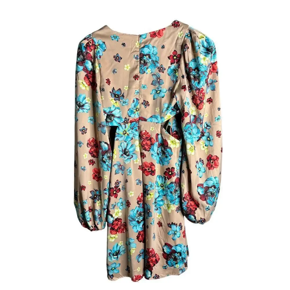 AFRM Anita Mini Dress Aqua Bouquet Size XS